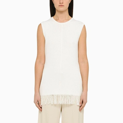 Shop Loulou Studio Ivory Top With Fringes In White