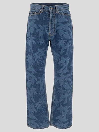 Shop Palm Angels Palm Motif Jeans In Blue Light