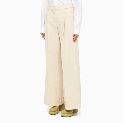 Shop Sportmax Ivory Palazzo Trousers In White