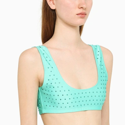 Shop The Andamane Tiffany Short Top With Crystals In Blue