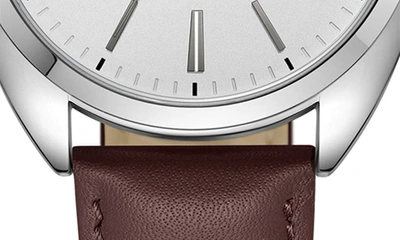 Kenneth Cole Diamond Dial Leather Strap Watch, 42mm In Brown
