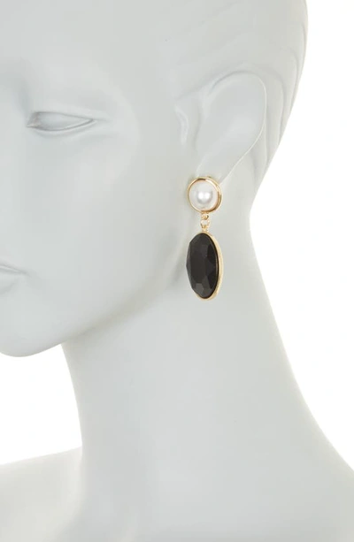 Shop Tasha Imitation Pearl & Imitation Stone Drop Earrings In Black