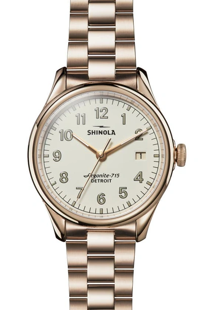 Shop Shinola The Vinton Bracelet Watch, 38mm In Gold/ Ivory/ Gold