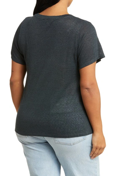 Shop Caslon ® V-neck Twist Hem T-shirt In Dark Grey Charcoal
