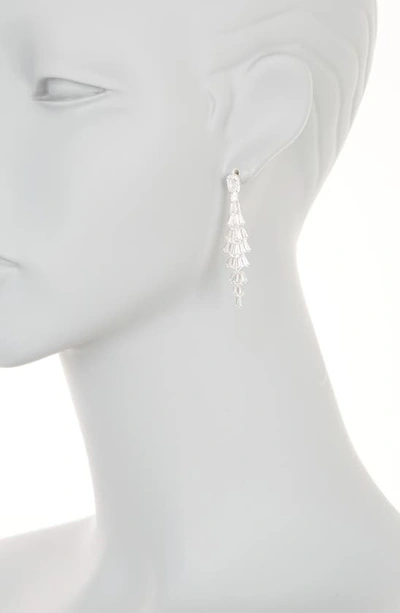 Shop Anne Klein Cz Chandelier Earrings In Silver