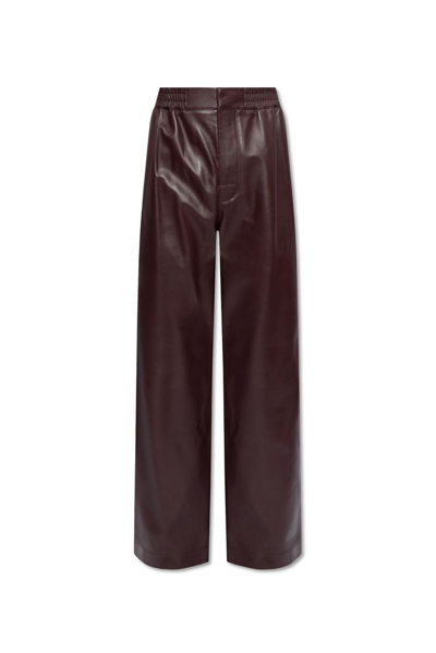 Shop Bottega Veneta Straight Leg Leather Trousers In Brown