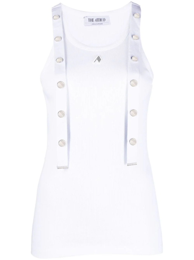 Shop Attico Ribbed Tank Top With Shoulder Detail In White