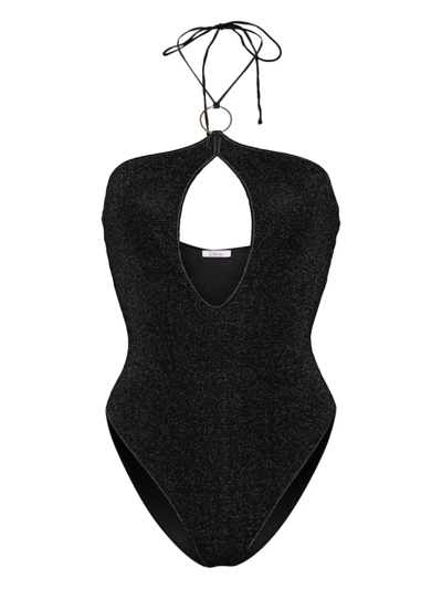 Shop Oseree Lumiere Ring Maillot One-piece Swimsuit In Black