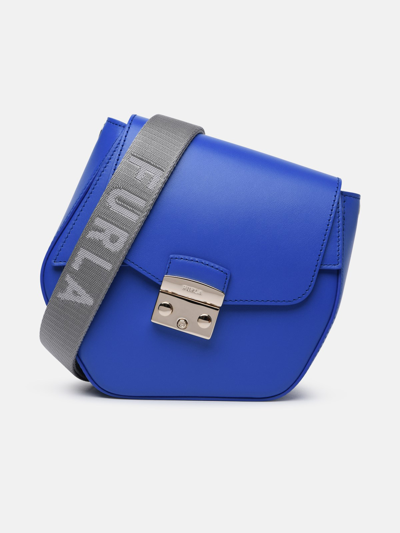 Shop Furla 'metropolis Prisma' Blue Leather Blend Bag