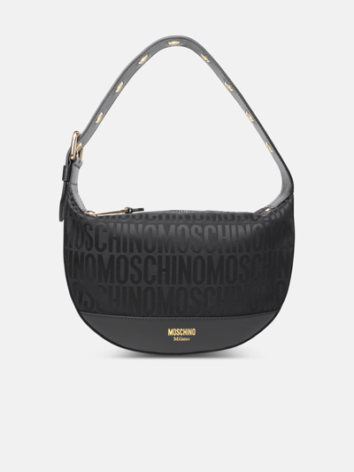 Shop Moschino Logo Black Cotton Blend Bag