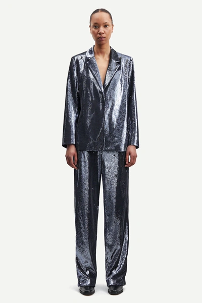 Samsoe & Samsoe Agneta High-waist Palazzo Trousers In Blue
