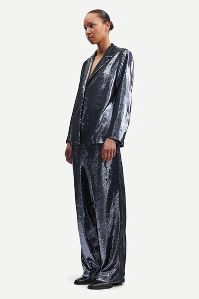 Samsoe & Samsoe Agneta High-waist Palazzo Trousers In Blue