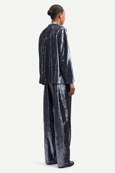 Samsoe & Samsoe Agneta High-waist Palazzo Trousers In Blue