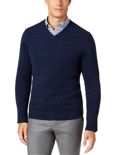 Shop Club Room Mens Cashmere Pullover V-neck Sweater In Blue