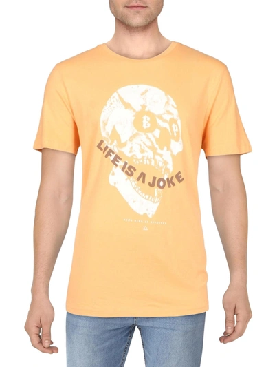 Shop Elevenparis Mens Cotton Crewneck Graphic T-shirt In Beige