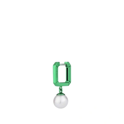 Shop Eéra Mini Pearl Earring In 18 Carat Gold And Akoya Pearls In Green