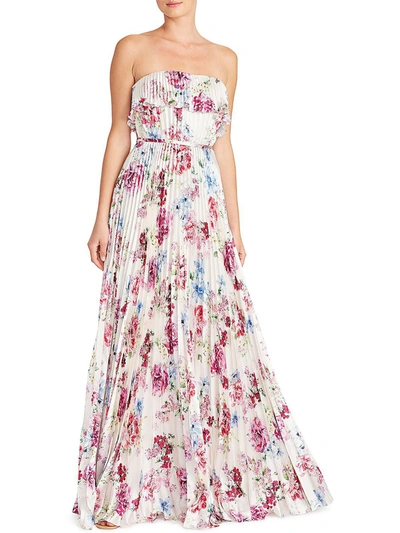 Shop ml Monique Lhuillier Womens Satin Floral Print Evening Dress In Multi