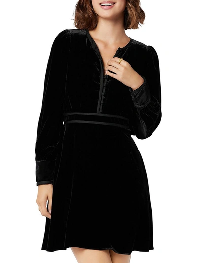 Shop Joie Renata Womens Velvet Long Sleeve Mini Dress In Black