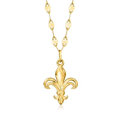 Ross-simons Italian 14kt Yellow Gold Fleur-de-lis Necklace In Multi