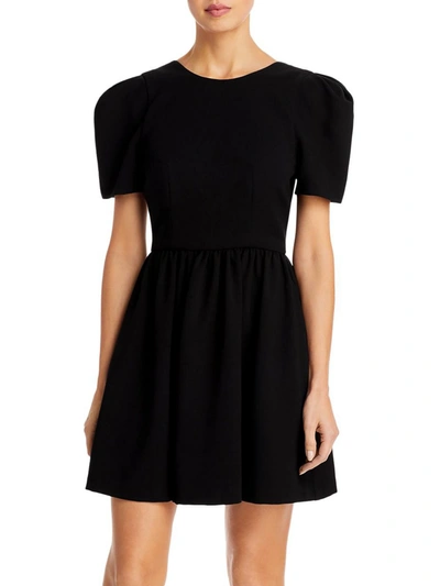 Shop Black Halo Booker Womens A-line Puff Sleeve Mini Dress In Black