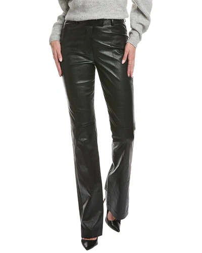 Shop Michael Kors Yasmeen Back Split Leather Bootleg Trouser In Black