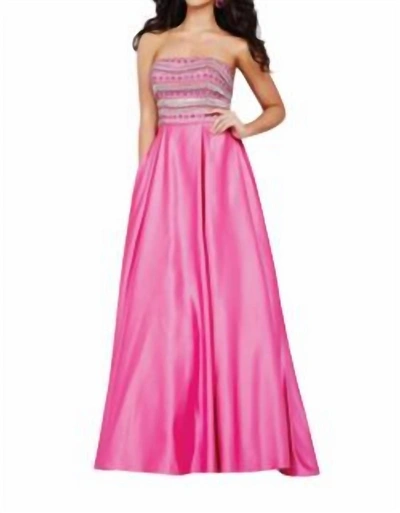 Shop Jovani Embellished Strapless Ballgown In Hot Pink