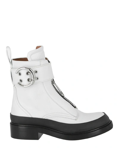 Shop Chloé Roy Leather Ankle Boots In White