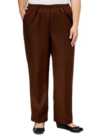 Shop Alfred Dunner Plus Womens Office Wear Professional Casual Pants In Brown
