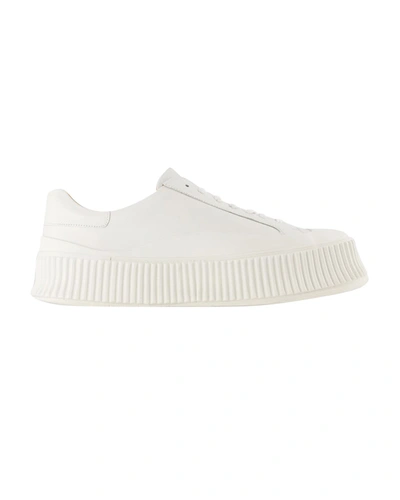 Shop Jil Sander Sneakers -  - Leather - White In Beige