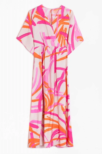 Shop Vilagallo Ginevra Lucca Print Dress In Orange/pink In Multi