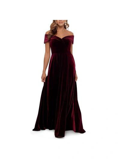 Shop Xscape Womens Velvet Long Evening Dress In Red