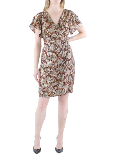 Shop Lauren Ralph Lauren Womens Metallic Viscose Mini Dress In Multi