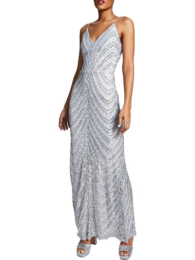 B Darlin Plus Womens Sequined Bungee-strap Evening Dress In Multi