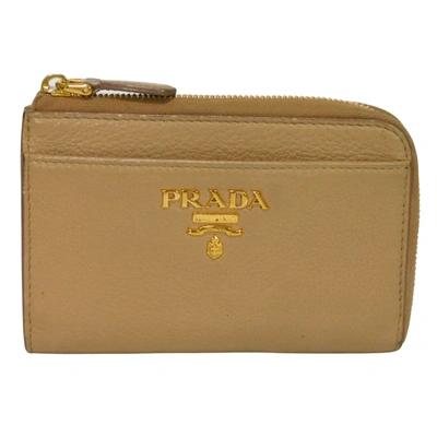 Shop Prada Saffiano Leather Wallet () In Beige