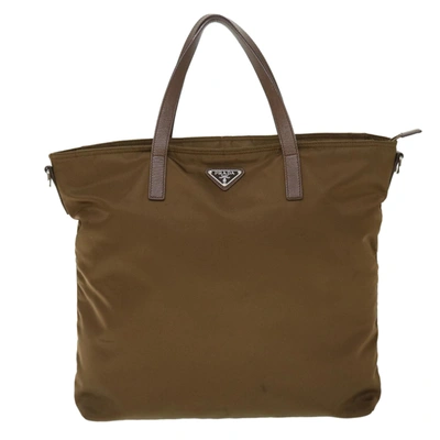 Shop Prada Tessuto Synthetic Tote Bag () In Brown