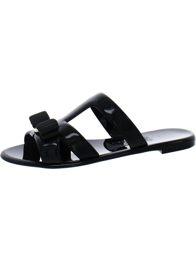 Shop Ferragamo Lylia J Womens Slip On Open Toe Flatform Sandals In Black