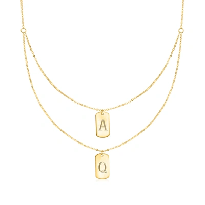 Shop Ross-simons Italian 14kt Yellow Gold Personalized Double Dog Tag Layered Necklace In Multi
