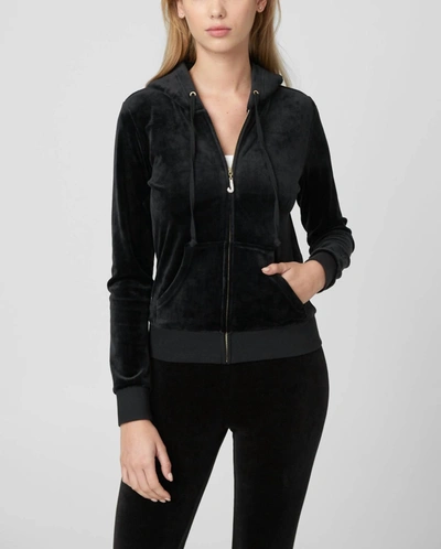 Shop Juicy Couture Women's Luxe Velour Robertson Hoodie In Black