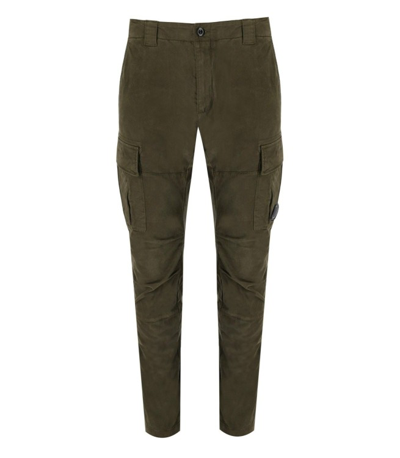 Shop C.p. Company Stretch Sateen Cargo Military Green Trousers In Black
