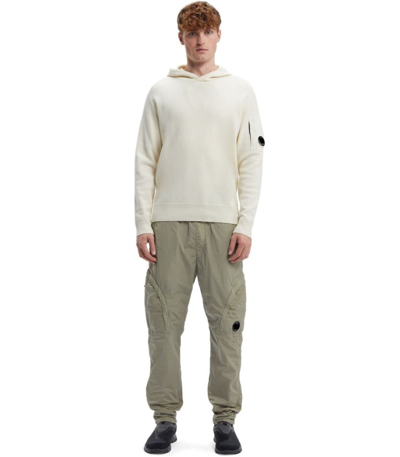 Shop C.p. Company Off-white Hooded Jumper In Neutrals