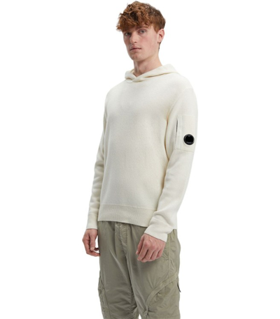Shop C.p. Company Off-white Hooded Jumper In Neutrals