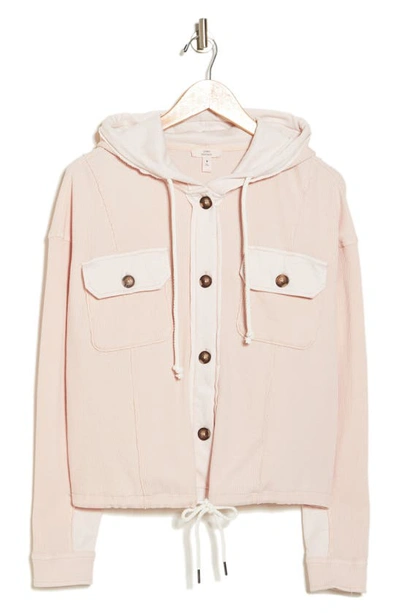 Shop Como Vintage Button Up Hoodie In Sepia Rose