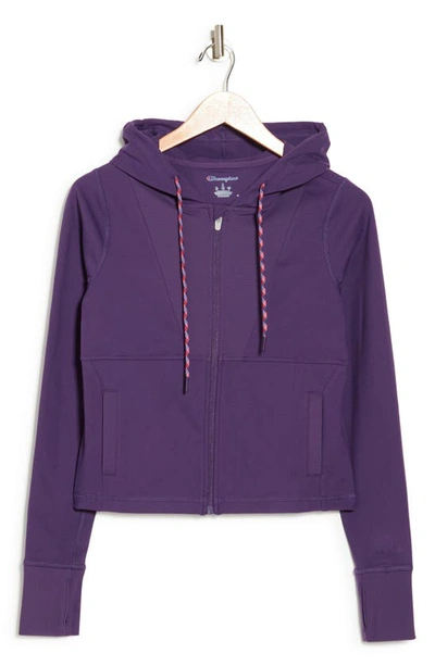Shop Champion Soft Crop Full Zip Hoodie In Pop Art Purple