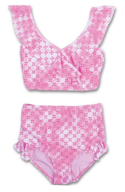 Shop Shade Critters Kids' Eyelet High Waist Two-piece Swimsuit In Pink