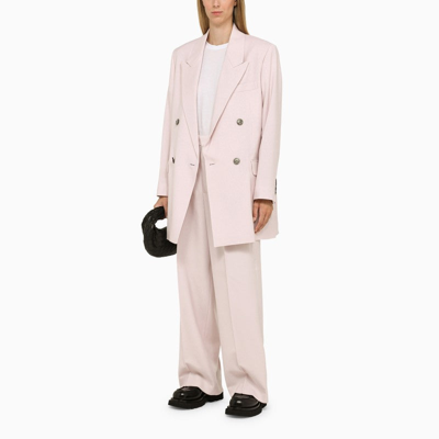 Shop Ami Alexandre Mattiussi Ami Paris Powder Wool Wide Trousers Women In Pink