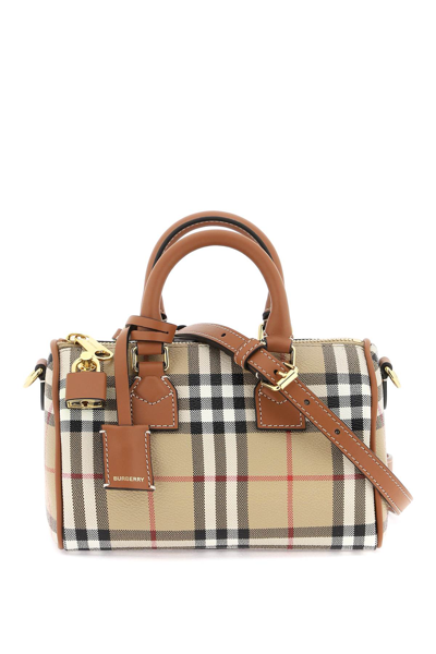 Burberry Check Mini Canvas Tote Bag In Beige | ModeSens