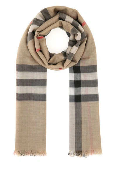 Shop Burberry Unisex Embroidered Wool Blend Foulard In Multicolor