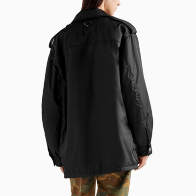 Shop Prada Black Re-nylon Raincoat Women In Brown