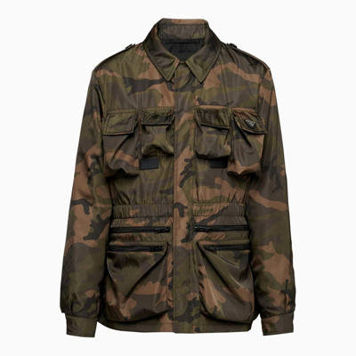 Shop Prada Camouflage Jacket In Re-nylon Men In Green