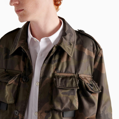 Shop Prada Camouflage Jacket In Re-nylon Men In Green